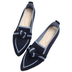 Fashion Pointed Toe Bow Flat Shoes For Women Lying Woven Slip-on Breathable Shoes Summer