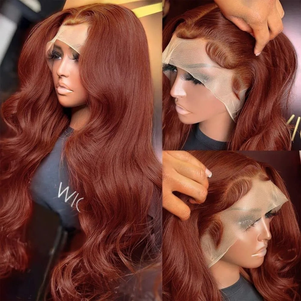 Front Lace Wig Red Long Curly Hair Big Wave