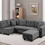 Left Fabric Sofa With Ottoman