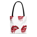 Bold Kiss Print Tote Bag, Chic Shopping Tote, Stylish Beach Bag, Valentine's Gift, Lips Design Handbag