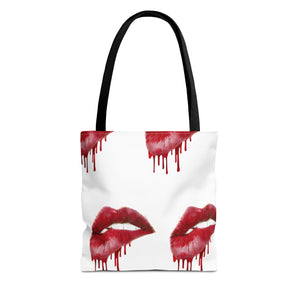 Bold Kiss Print Tote Bag, Chic Shopping Tote, Stylish Beach Bag, Valentine's Gift, Lips Design Handbag