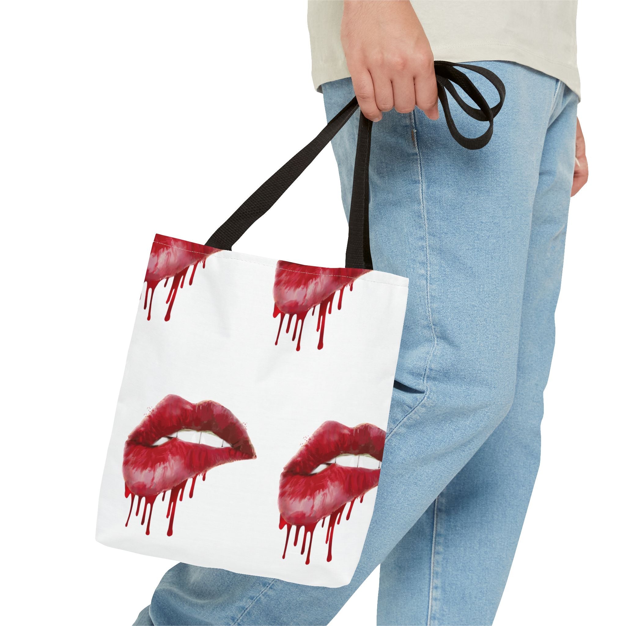 Bold Kiss Print Tote Bag, Chic Shopping Tote, Stylish Beach Bag, Valentine's Gift, Lips Design Handbag