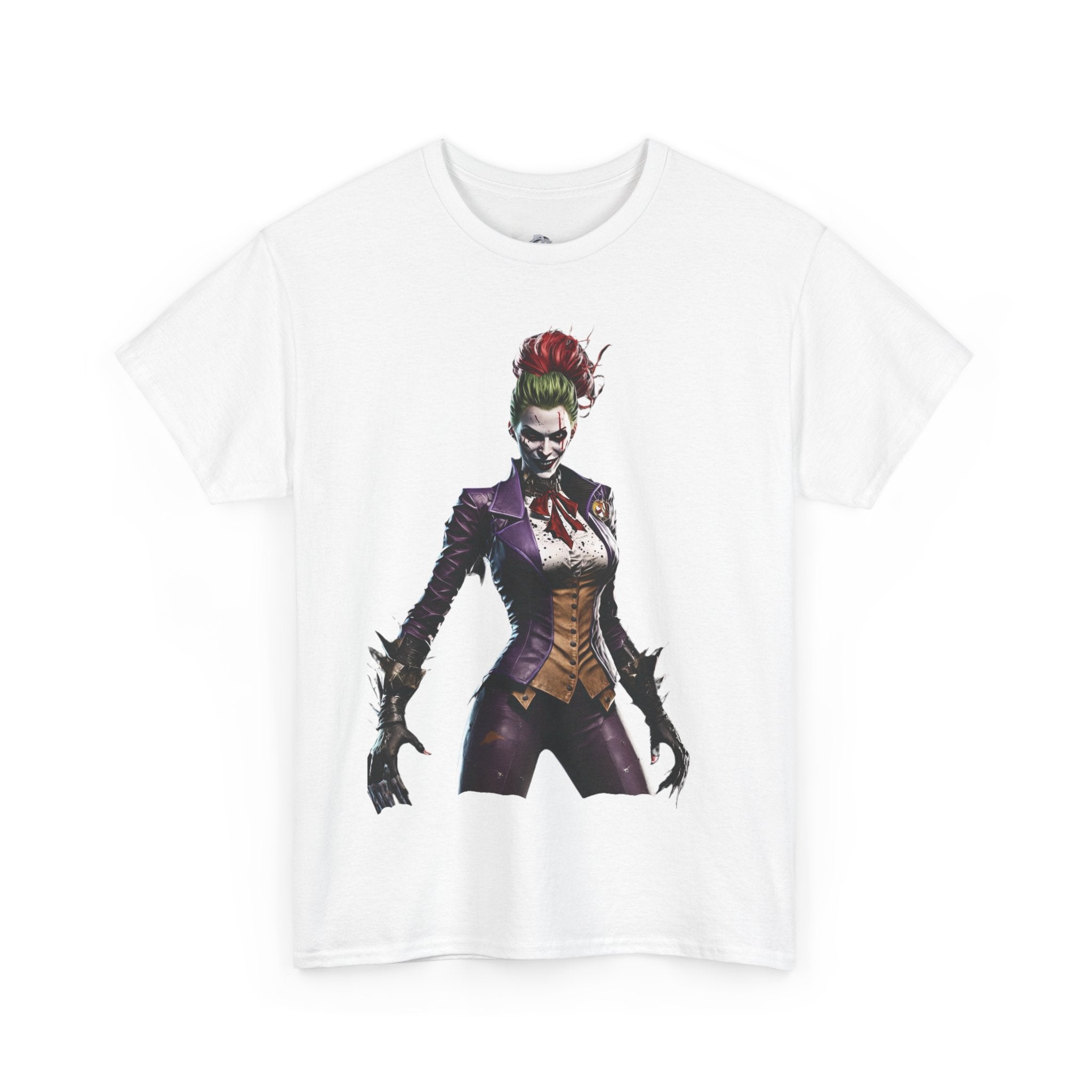 Bold Joker Graphic Unisex Heavy Cotton Tee, Casual Streetwear, Gift for Comic Fans, Halloween Costume Top, Everyday Wear