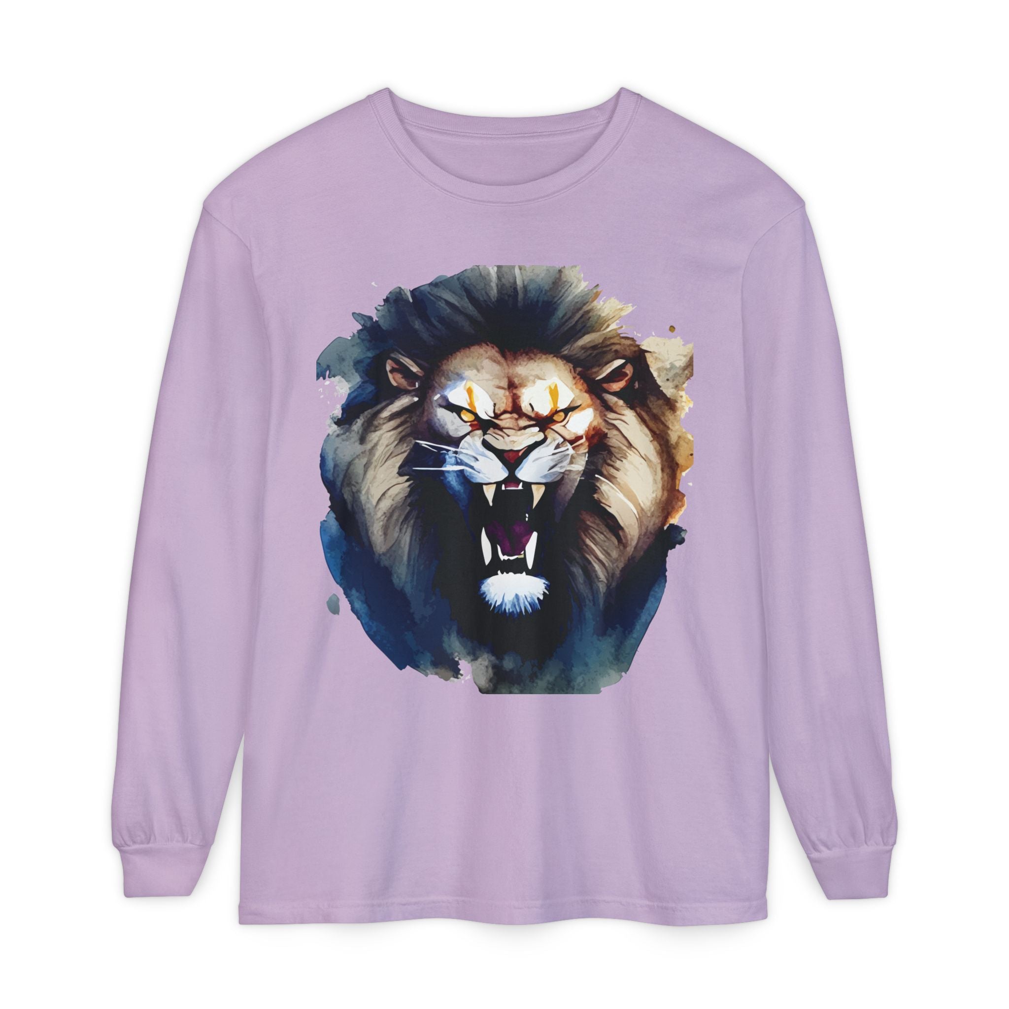 Vibrant Lion Long Sleeve Tee, Unisex Animal T-Shirt, , Nature Lover's