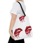 Bold Kiss Print Tote Bag, Chic Shopping Tote, Stylish Beach Bag, Valentine's Gift, Lips Design Handbag