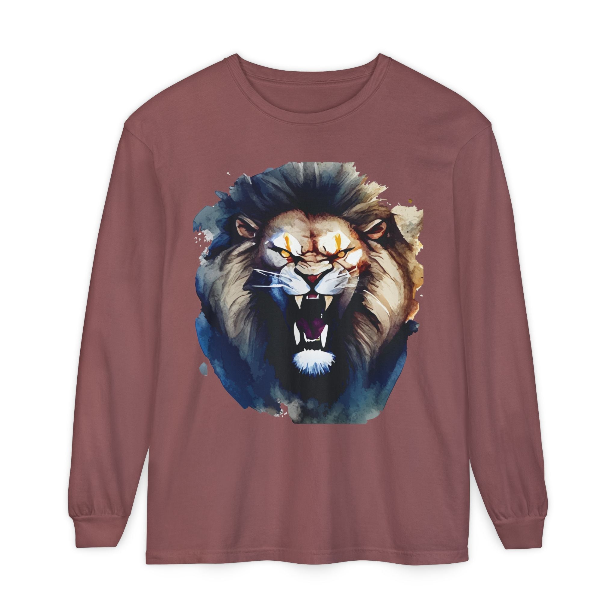 Vibrant Lion Long Sleeve Tee, Unisex Animal T-Shirt, , Nature Lover's