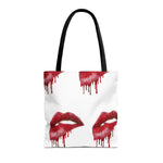 Bold Kiss Print Tote Bag, Chic Shopping Tote, Stylish Beach Bag, Valentine's Gift, Lips Design Handbag