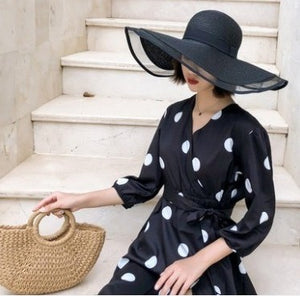 Straw Hat Lady Fashion Woven Organza Sunshade Hat