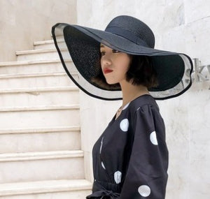 Straw Hat Lady Fashion Woven Organza Sunshade Hat