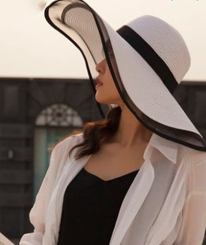 Straw Hat Lady Fashion Woven Organza Sunshade Hat