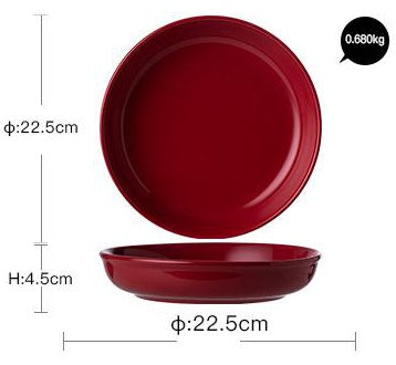 Luxury Red Glaze Ceramic Dinner Sets Kitchen Utensils Porcelain Salad Serving Plate Dish Bowl Restaurant Dining Table Home Decor