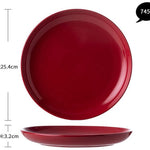 Luxury Red Glaze Ceramic Dinner Sets Kitchen Utensils Porcelain Salad Serving Plate Dish Bowl Restaurant Dining Table Home Decor