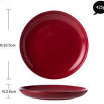 Luxury Red Glaze Ceramic Dinner Sets Kitchen Utensils Porcelain Salad Serving Plate Dish Bowl Restaurant Dining Table Home Decor