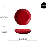 Luxury Red Glaze Ceramic Dinner Sets Kitchen Utensils Porcelain Salad Serving Plate Dish Bowl Restaurant Dining Table Home Decor