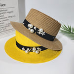 Parent-child Sun Hat Cute Children Sun Hats Pearl Bow Hand Made Women Straw