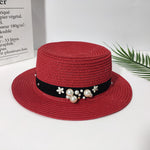 Parent-child Sun Hat Cute Children Sun Hats Pearl Bow Hand Made Women Straw