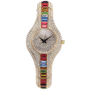 Fashion Watch With Diamonds And Colorful Stones Full Of Diamonds European-Style High-End Watches For Women