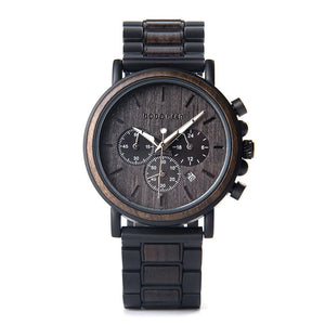 Luxury Wood Stainless Steel Men Watch Stylish Wooden