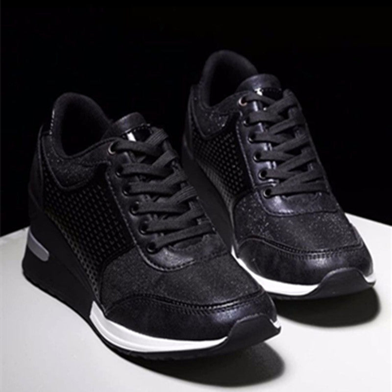 Lacing Sneakers With Platform Heels For Women