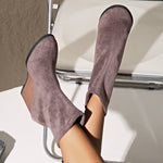 Fashion Thick-soled Wedges Boots Winter Suede Height-increasing Shoes Warm Solid Ankle Boot