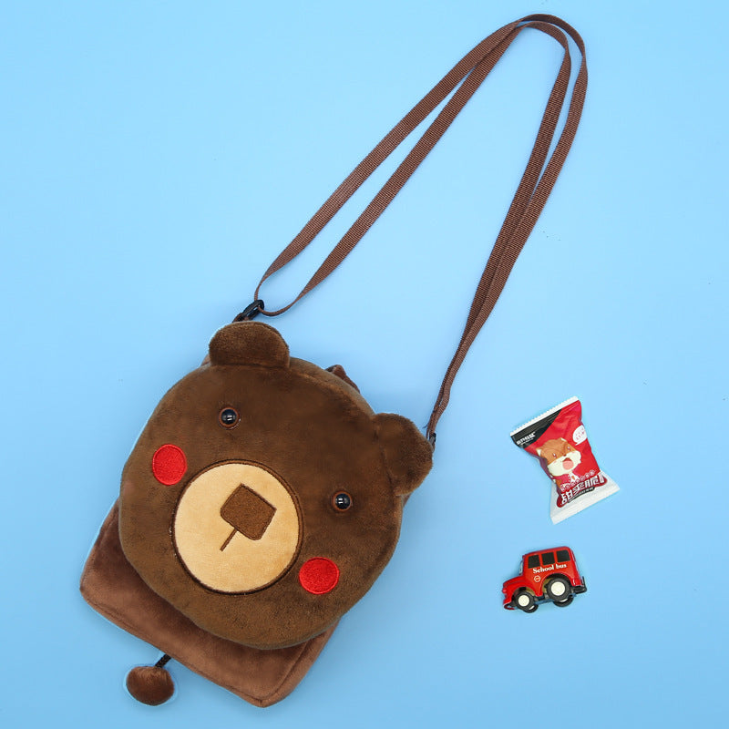 Cute cartoon animal crossbody bag kids casual shoulder bag plush mini shoulder bag