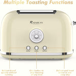 Toaster 2 Slice Retro Toaster Stainless Steel With 6 Bread Shade Settings And Bagel Cancel Defrost Reheat Function, Cute Bread Toaster With Extra Wide Slot And Removable Crumb Tray