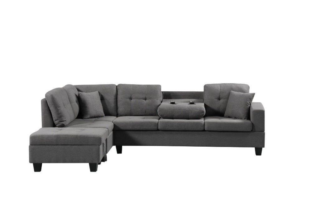 Left Fabric Sofa With Ottoman