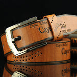 Pin buckle belt men's belt retro hollow casual belt