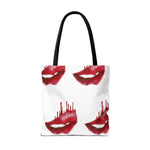 Bold Kiss Print Tote Bag, Chic Shopping Tote, Stylish Beach Bag, Valentine's Gift, Lips Design Handbag