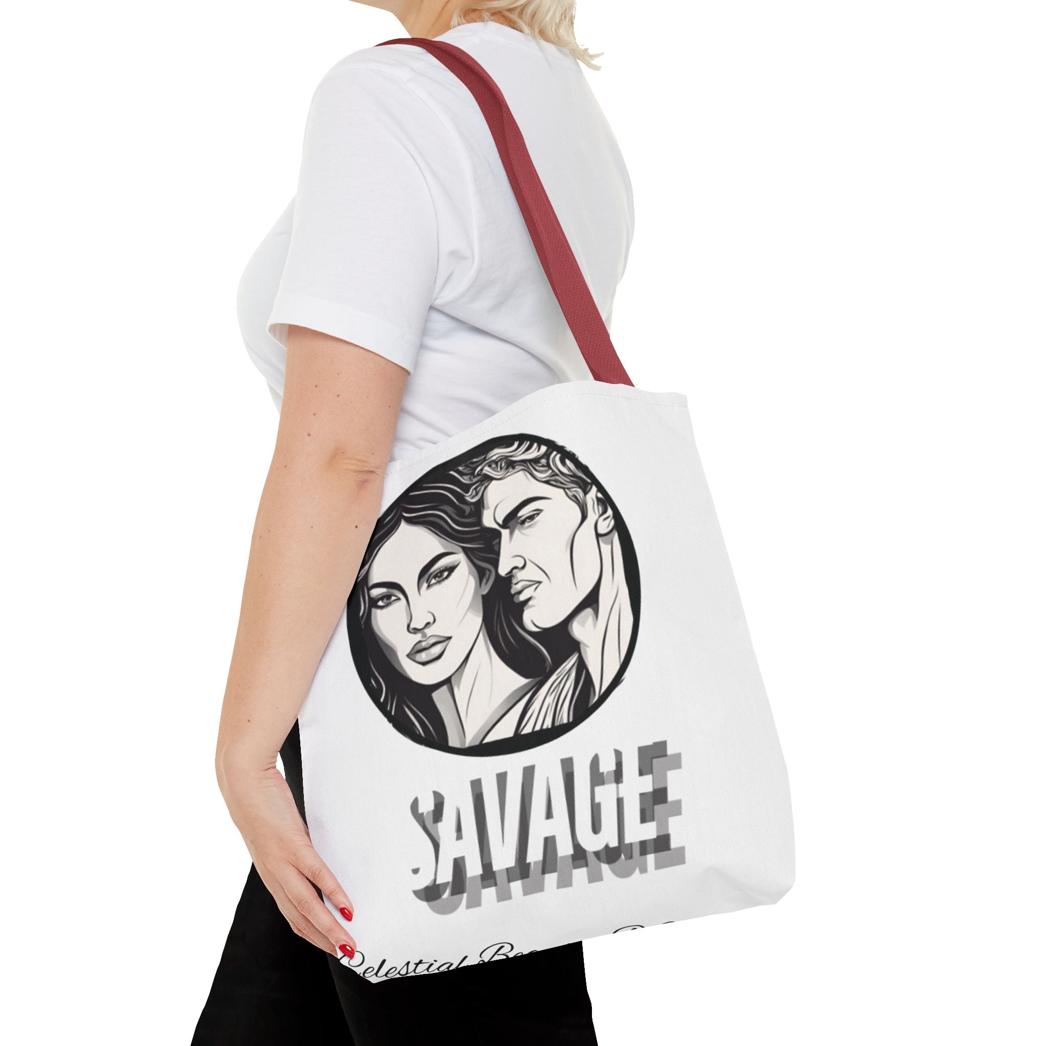 Tote Bag AOP,Savage, Shopping bag, mom gift, grandma, Halloween gift, Christmas Gift, holiday bag