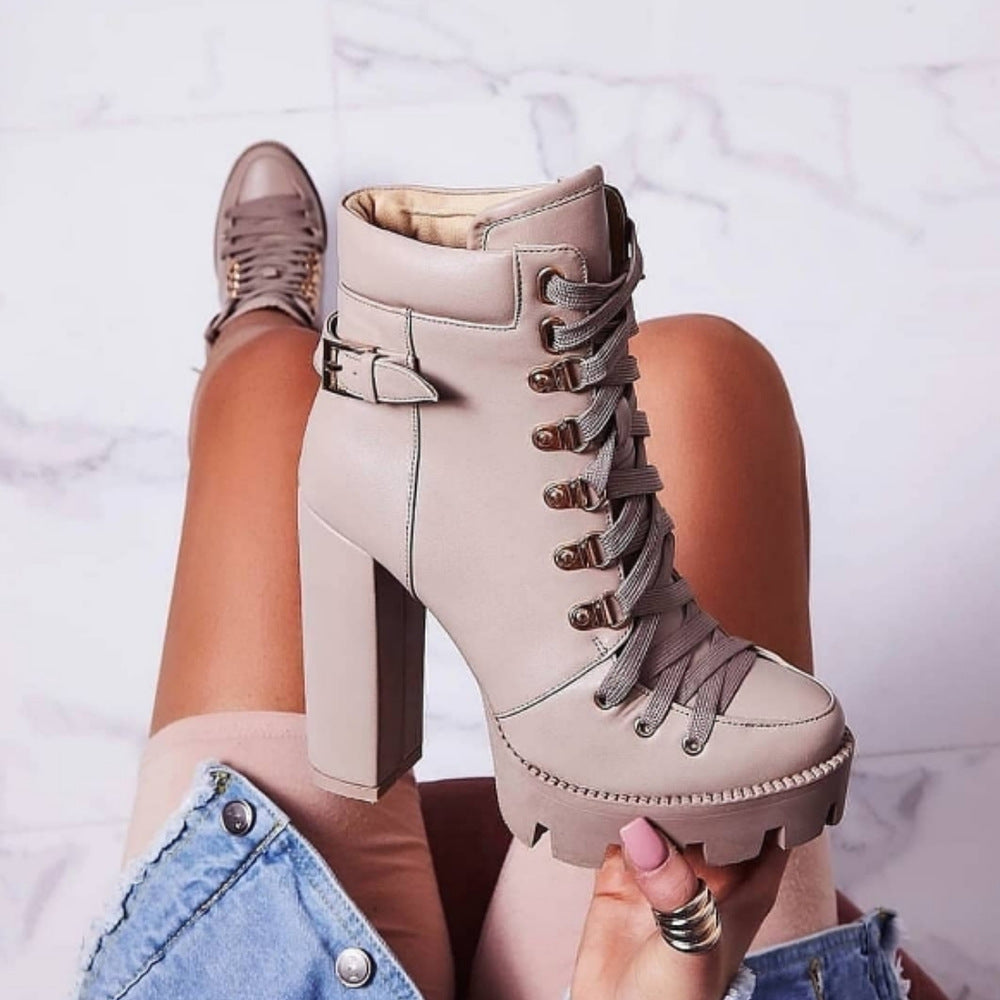 Women's High Heel Mid-heel Boots Thick Heel Women's Boots