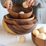 Kitchen Natural Wooden Bowl Household Fruit Bowl Salad Bowl For Home