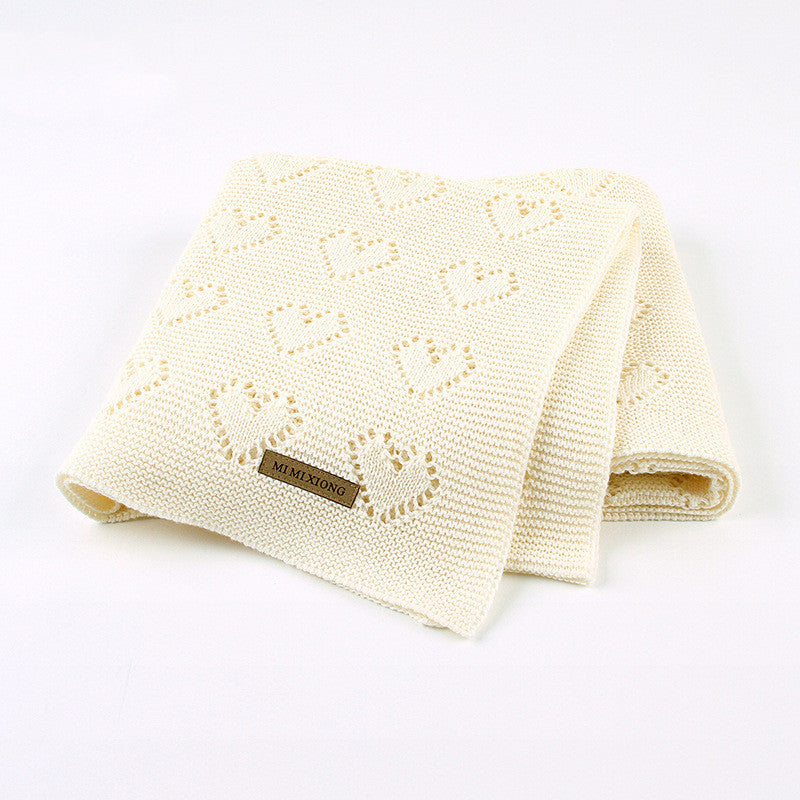 Baby Blanket Knitted Heart Hollow