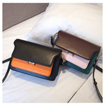 Contrast Color Leather Shoulder Bags For Women