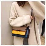 Contrast Color Leather Shoulder Bags For Women