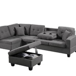 Left Fabric Sofa With Ottoman