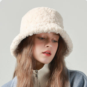 Lambswool Fisherman Hat Winter Warm Fashionable Solid Color Hats For Women