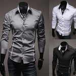 Men Shirt Fashion Cotton Slim Men Shirt Long Sleeve High Quality Casual Black White Gray Men Shirt For Men