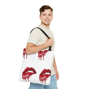 Bold Kiss Print Tote Bag, Chic Shopping Tote, Stylish Beach Bag, Valentine's Gift, Lips Design Handbag