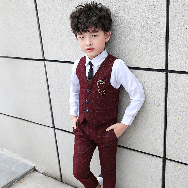 Boys Autumn Clothing Two-piece Vest Set