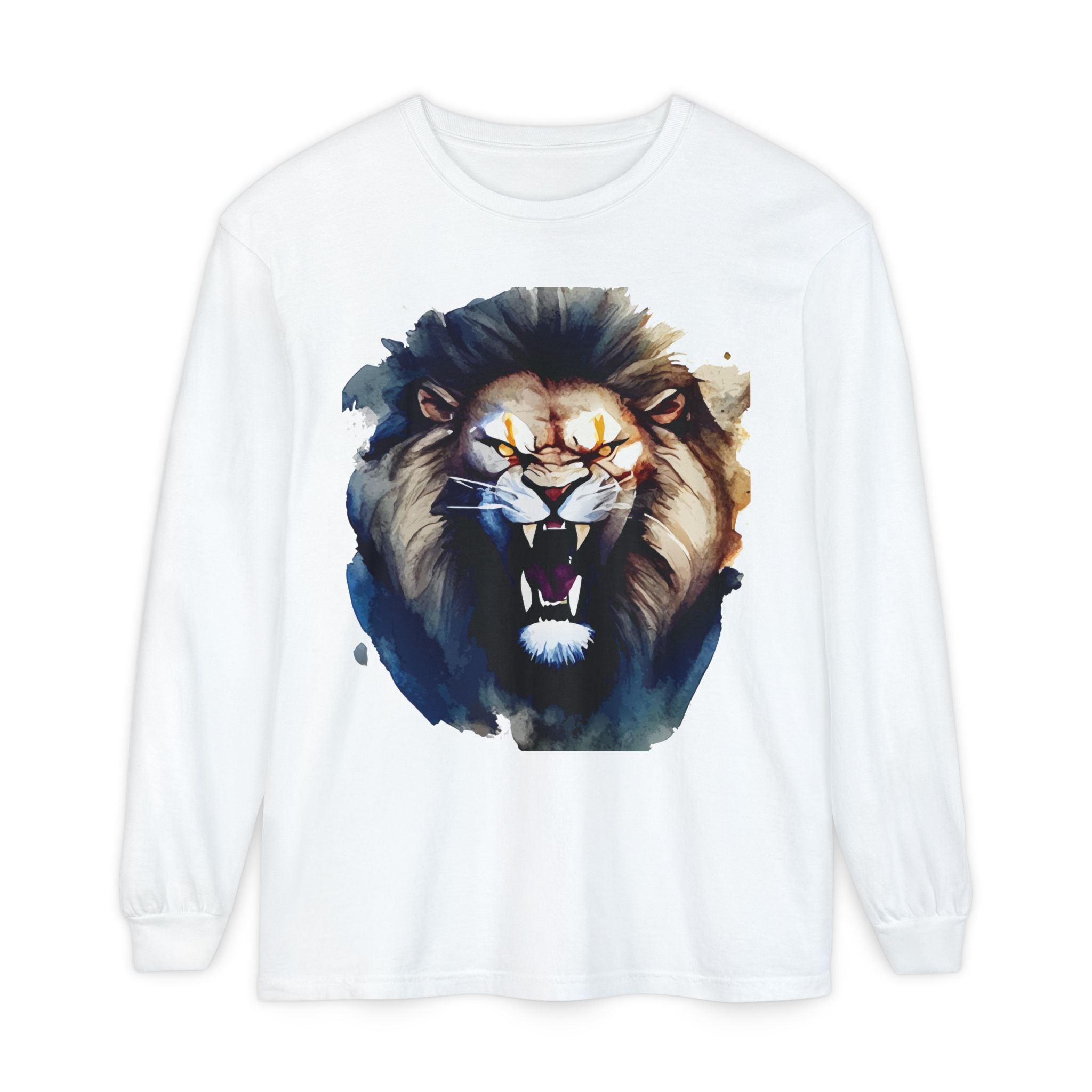 Vibrant Lion Long Sleeve Tee, Unisex Animal T-Shirt, , Nature Lover's