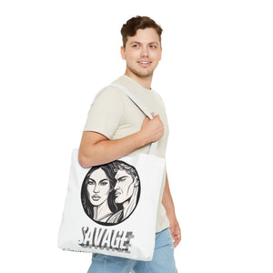 Tote Bag AOP,Savage, Shopping bag, mom gift, grandma, Halloween gift, Christmas Gift, holiday bag