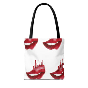 Bold Kiss Print Tote Bag, Chic Shopping Tote, Stylish Beach Bag, Valentine's Gift, Lips Design Handbag