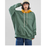 Hooded Sweatshirt Colorblock Patch Sweatshirt