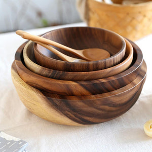 Kitchen Natural Wooden Bowl Household Fruit Bowl Salad Bowl For Home