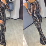 Sequins Women Maxi Dresses Long Sleeve Female Party Dresses