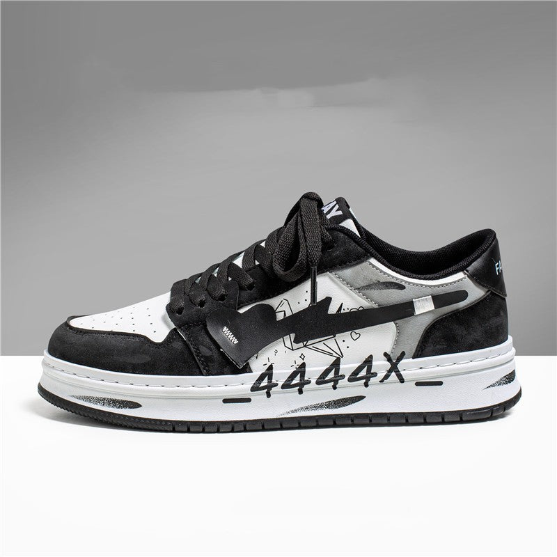 Distressed Graffiti Skateboard Shoes Men's Sneakers