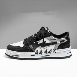 Distressed Graffiti Skateboard Shoes Men's Sneakers