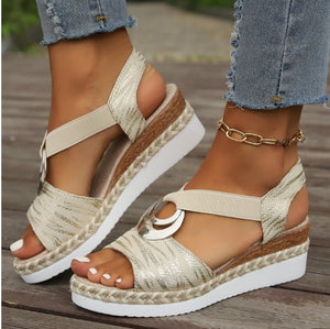 Women's Metal Buckle Decorative Hemp Rope Sandals