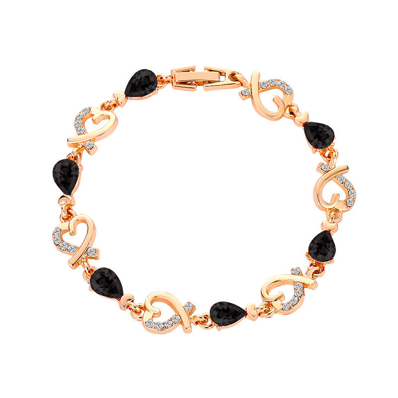 Hollow Love Bracelet With Rhinestones Fashion Temperament Heart-shaped Bracelet For Valentine's Day Gift Jewelry